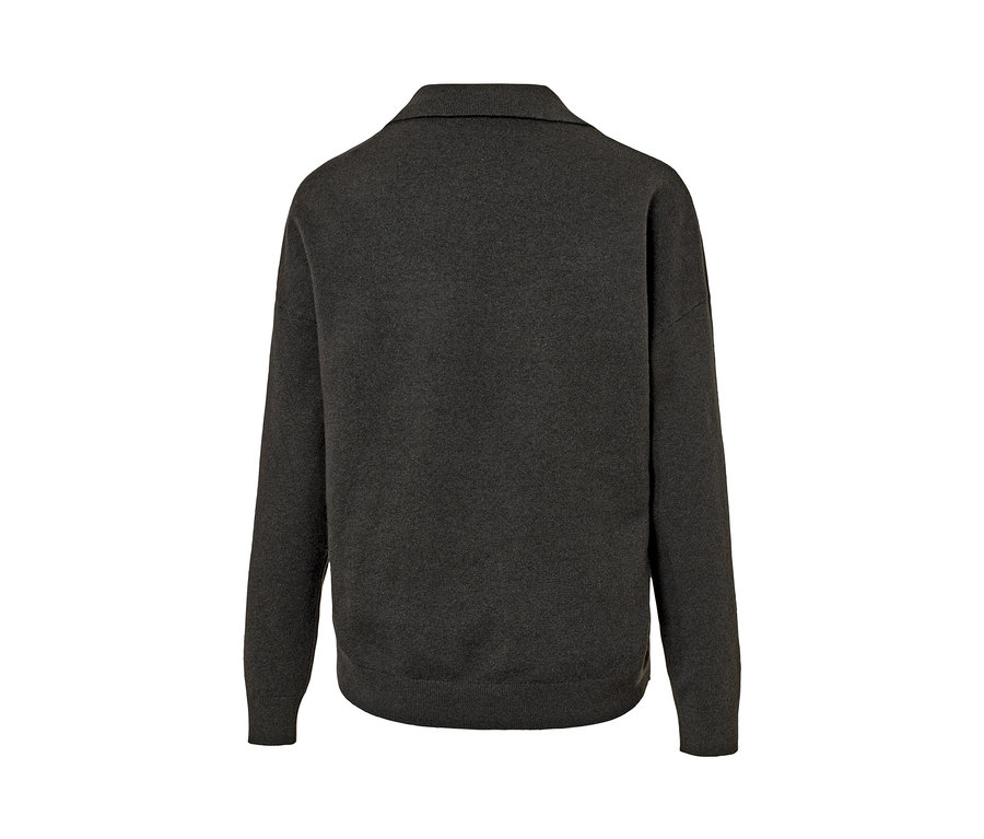 Dunkelgrauer Lounge-Pullover mit Kragen.