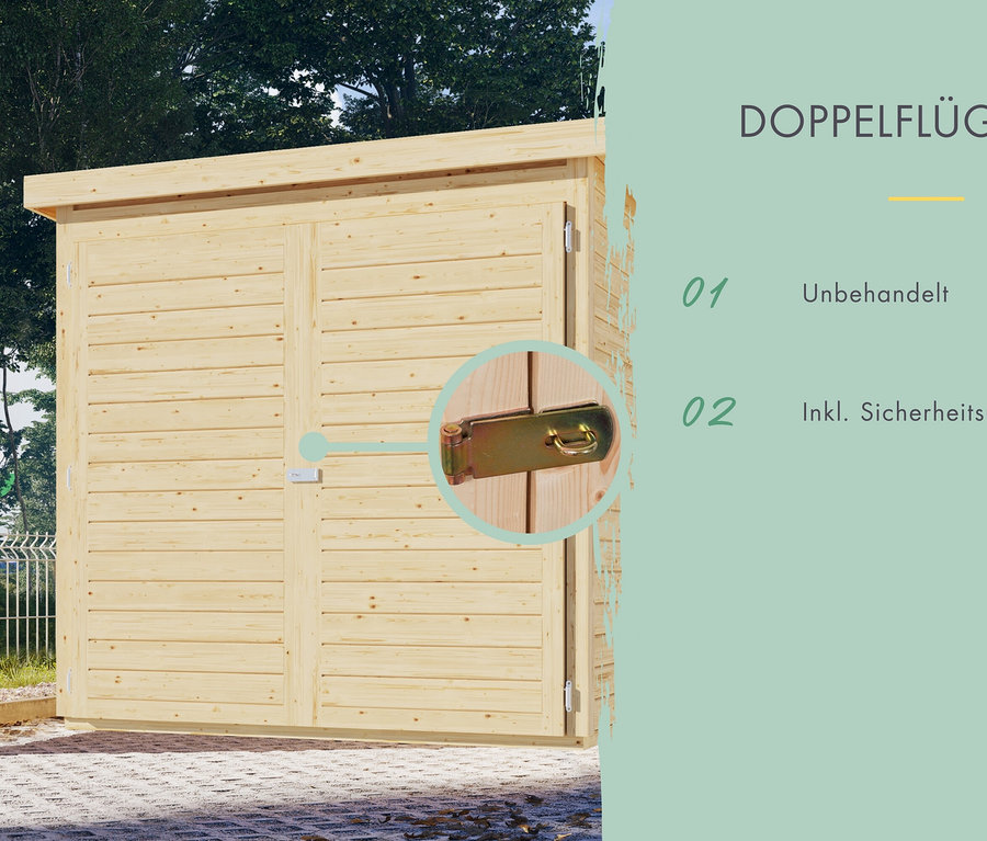 Karibu Fahrradgarage für 3 Räder ohne Solarpaket, 19 mm, natur.