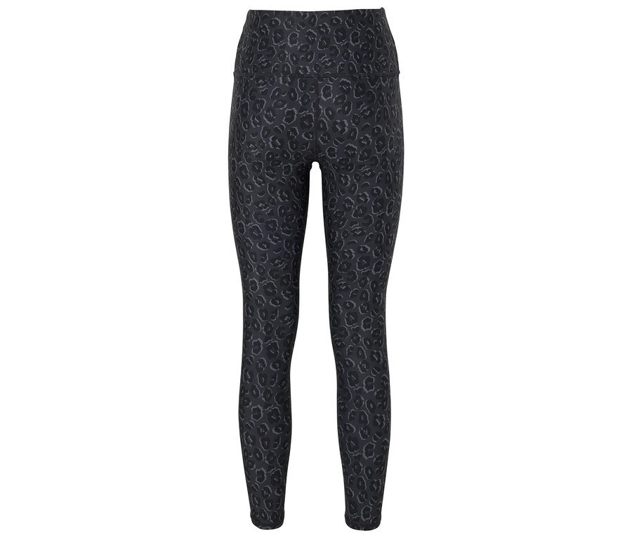 Schwarze Leggings mit Leopardenmuster.