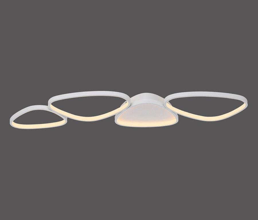 Die SCHÖNER WOHNEN-Kollektion Deckenleuchte »Pebbles«, lang ist weiß und hat vier Lampen.