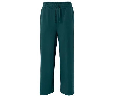 Eine grüne, lange Freizeithose mit Kordelzug.