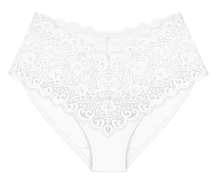 Weißer Triumph Amourette Maxi Slip mit breiter, floraler Spitze.