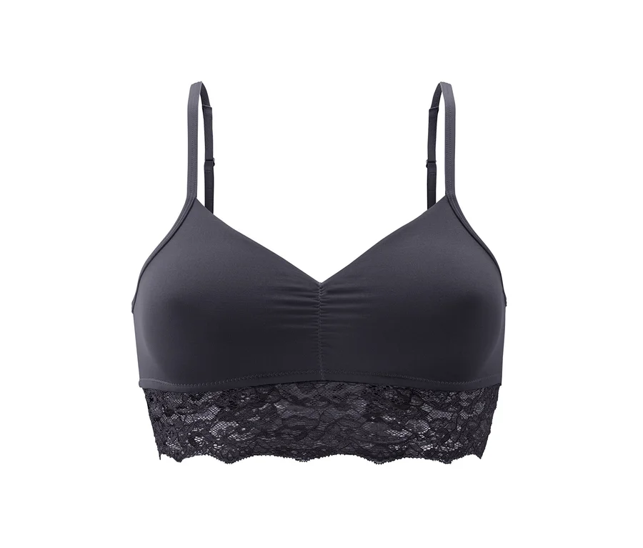 Schwarzes Bustier mit Spitze.