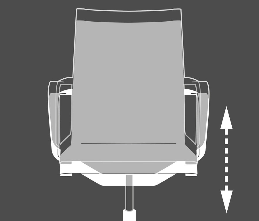 Illustration eines schwarzen Topstar Bürostuhls »SITNESS Life 40« von hinten, mit verstellbarer Höhe.