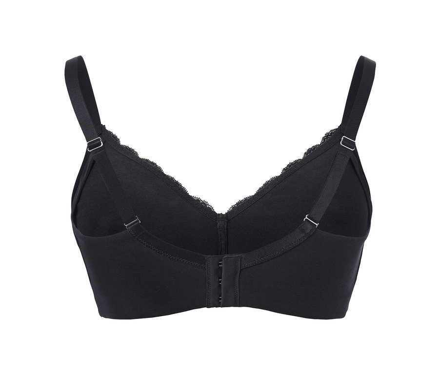 Detailansicht der Rückseite eines schwarzen Soft-BHs.