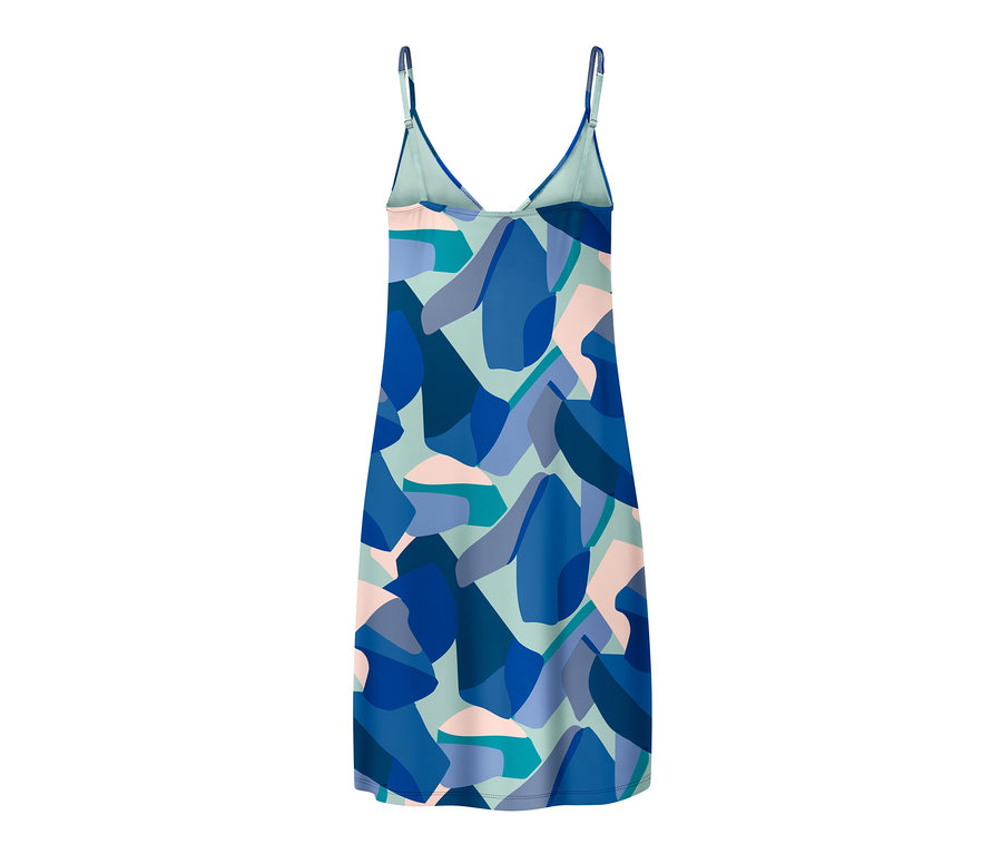 Blaues Trägernachthemd mit abstraktem Muster.