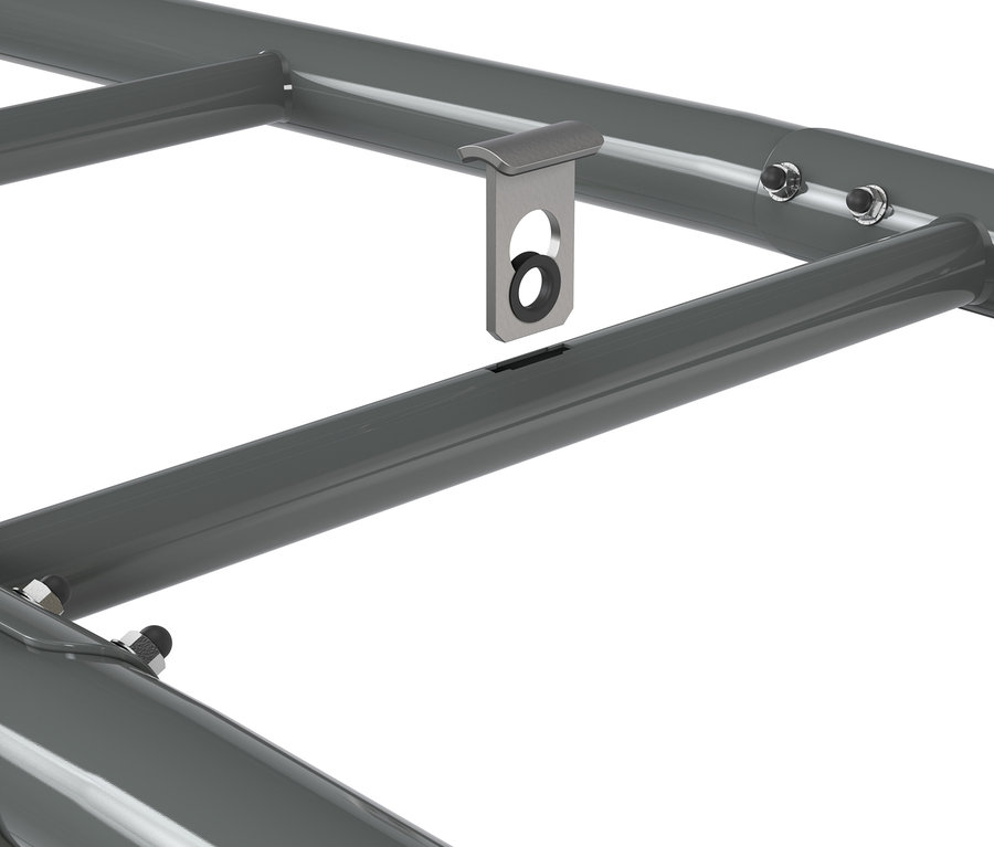 Detail einer grauen EXIT Klettergerüst MB210 Klettergerüst-Konstruktion.