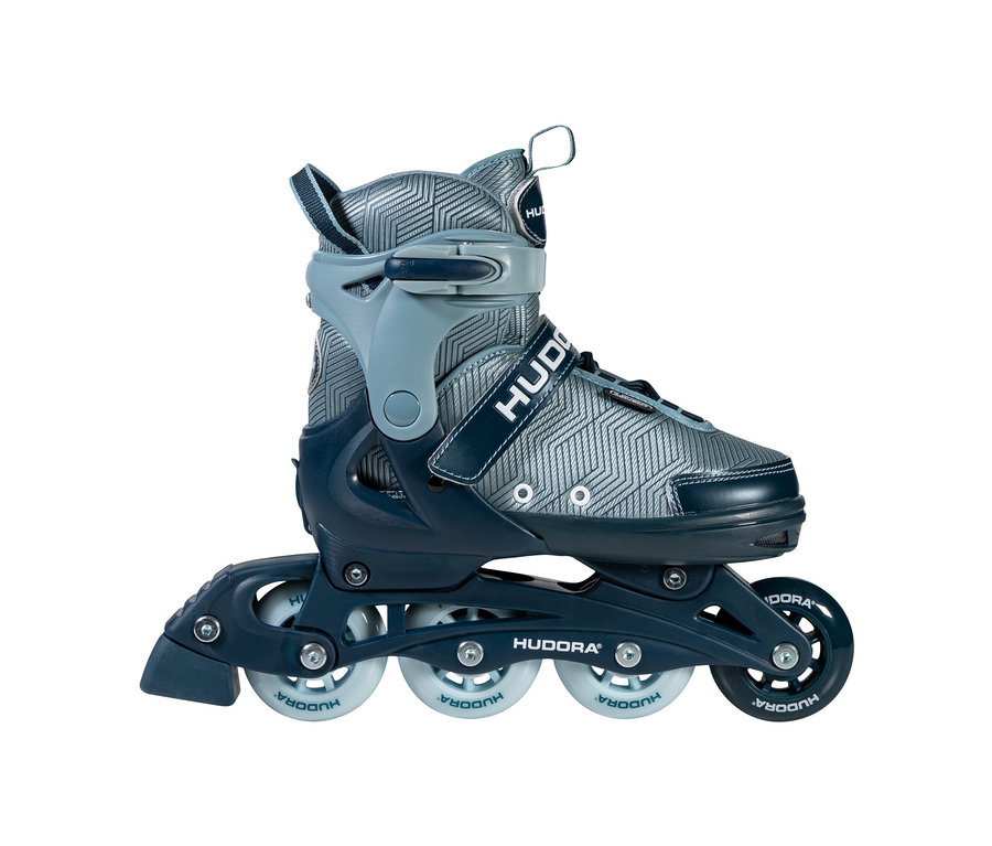 Detailaufnahme eines blau-grauen HUDORA Leon 2.0 Inlineskate.