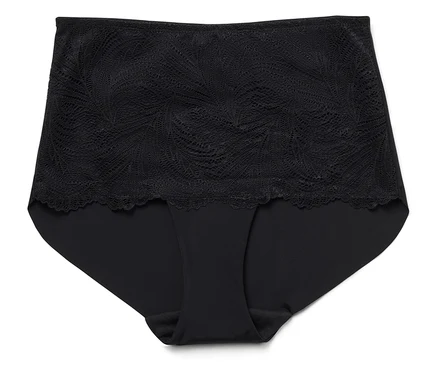 Schwarzer Slip mit floraler Spitze im oberen Bereich.
