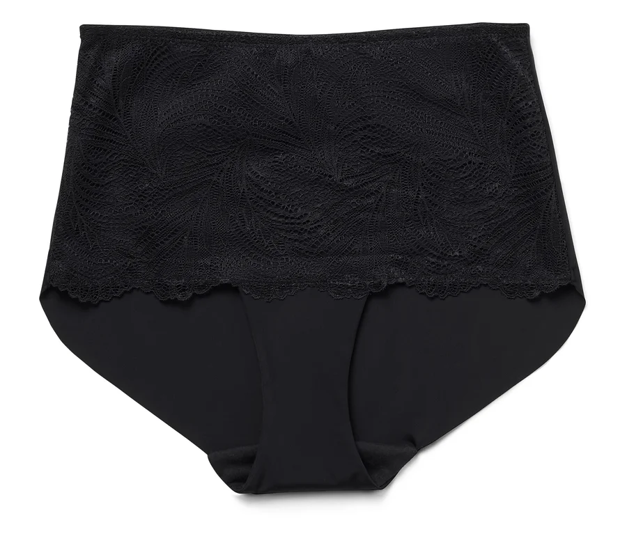 Schwarzer Slip mit floraler Spitze im oberen Bereich.