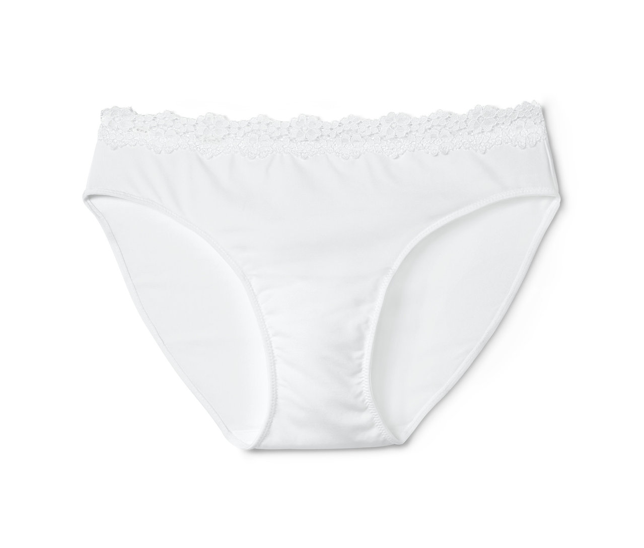 Weißer Slip mit Spitze.