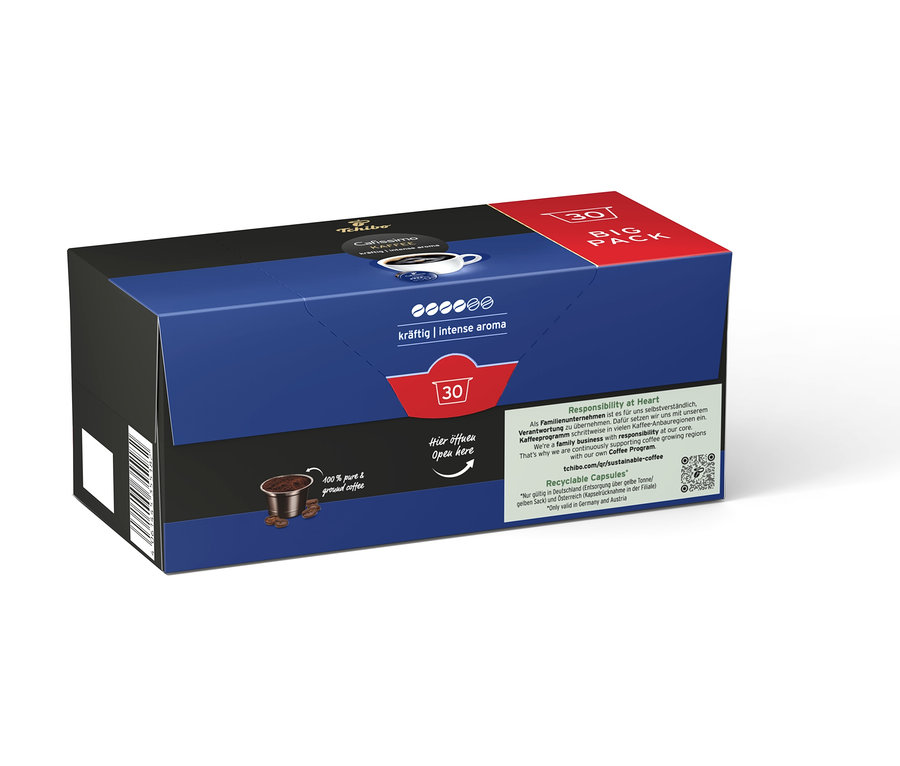 Eine Packung Cafissimo Kaffee kräftig - 120 Kapseln.