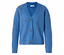 Blaue Strickjacke mit V-Ausschnitt und drei braunen Knöpfen, aus RWS-zertifizierter Wolle.