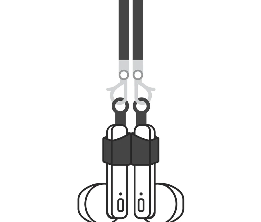 Illustration einer Multifunktionskette für Brillen, Masken und In-Ear-Kopfhörer.