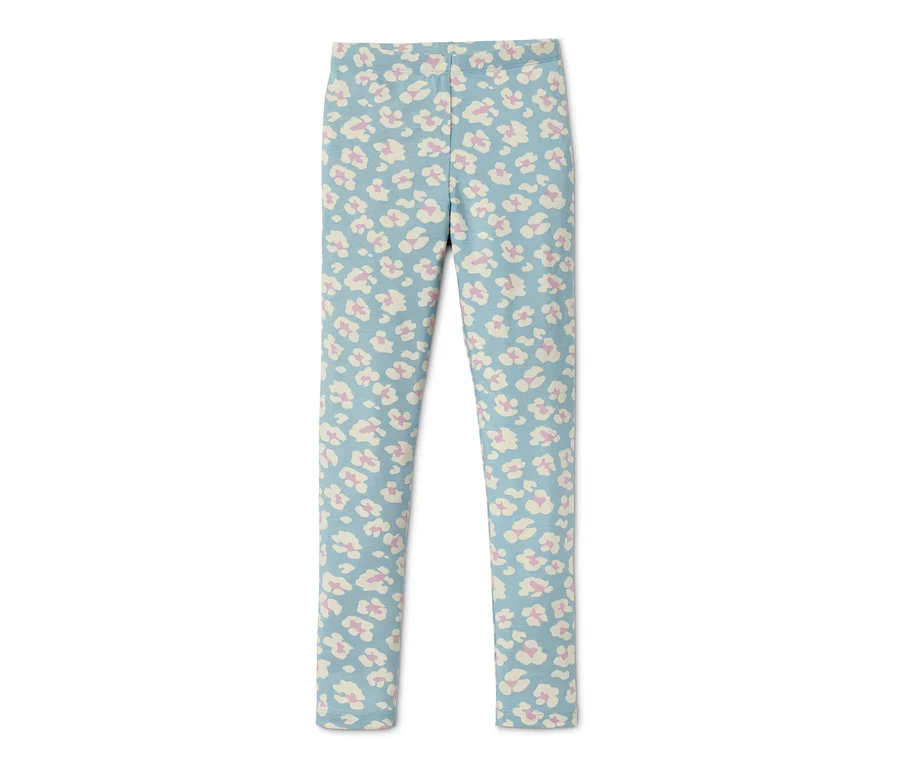 Hellblaue Leggings mit Muster.
