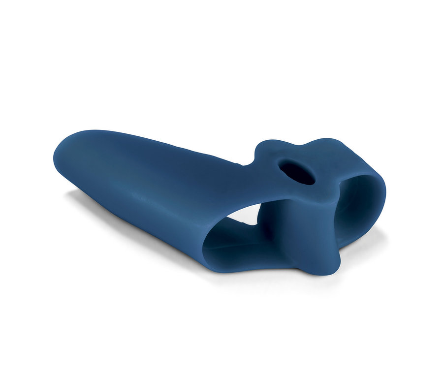 Blauer Hallux-Valgus-Schutz liegt auf einem weißen Hintergrund.