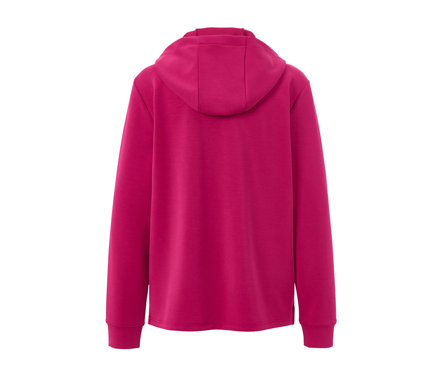 Rückansicht eines pinken Hoodies aus Modal-Mix.
