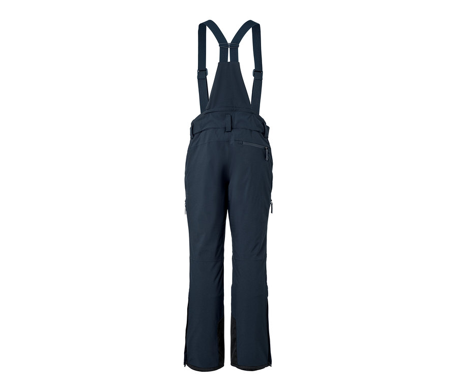 Blaue High-Tech-Skihose mit Hosenträgern.