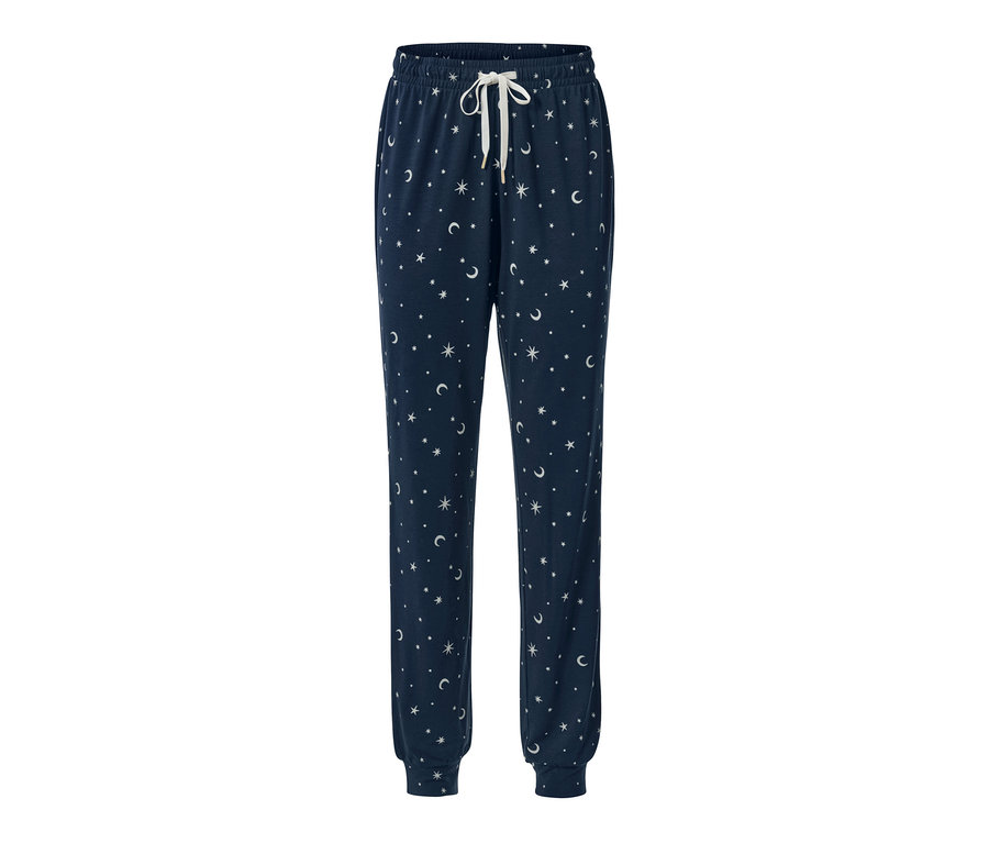 Marineblaue Pyjamahose mit Sternen- und Monddruck.