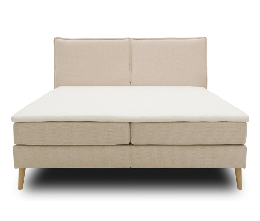 Beiges DOMO collection Boxspringbett mit Rueckenfunktion, ca. 180 x 200 cm, inklusive Topper.