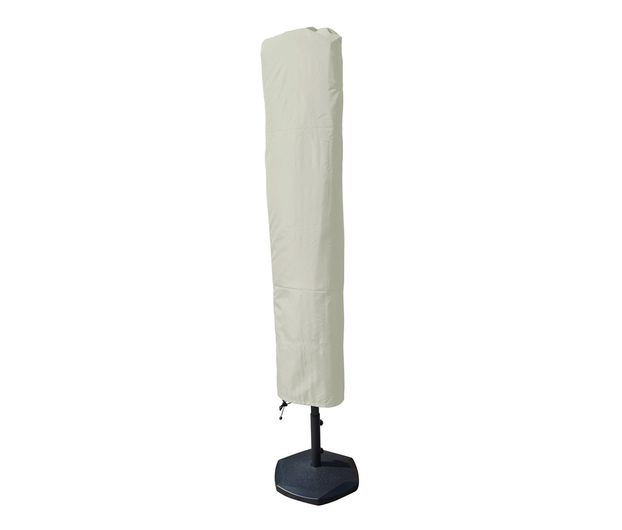 Beiger LECO Doppel-Sonnenschirm* mit LED-Beleuchtung, oval, ca. 270 x 460 cm mit Hülle.