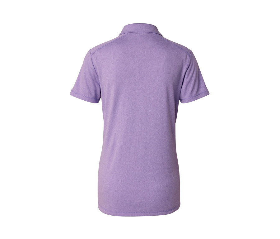 Violettes Funktions-Poloshirt von hinten.
