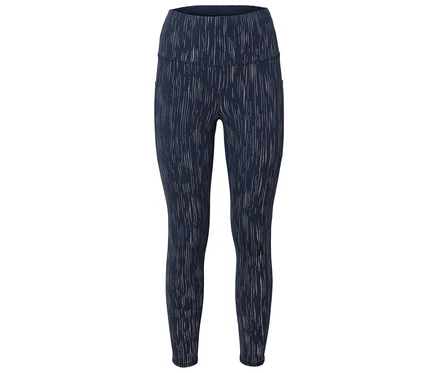 Dunkelblaue Leggings mit weißem Muster.