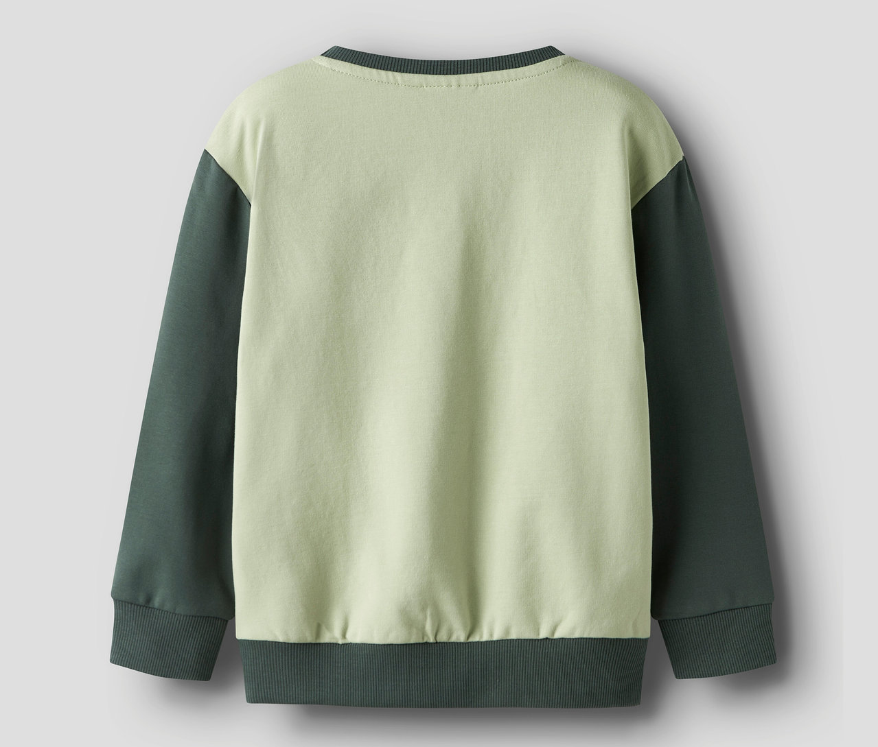 Rückansicht eines NAME IT Sweatshirts im Colorblock-Design.