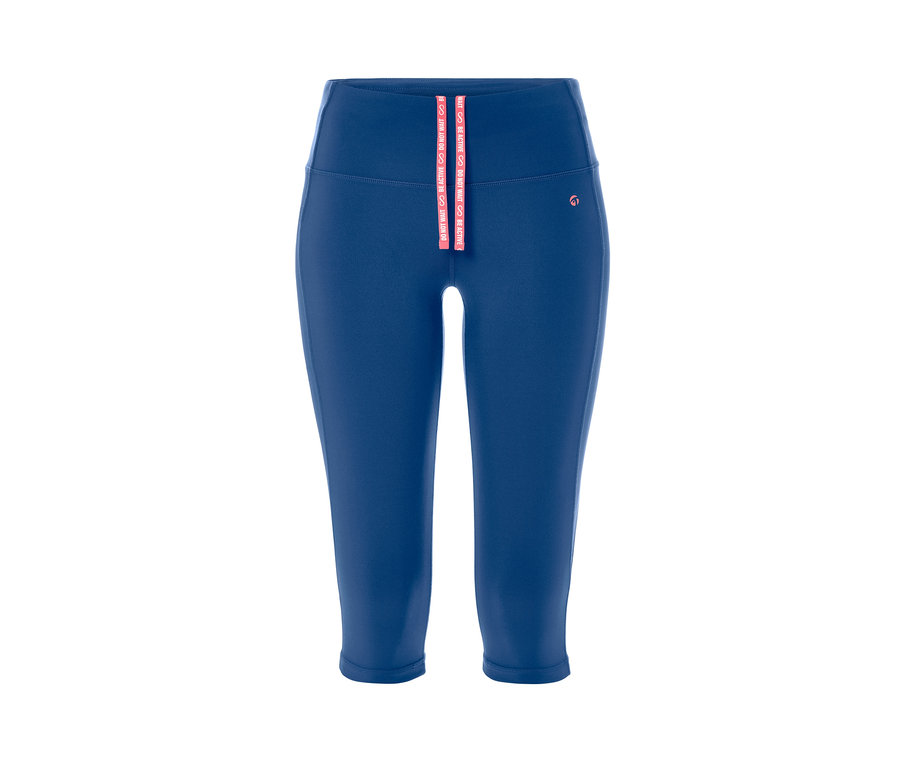 Eine marineblaue 3/4-Sporttight auf weissem Hintergrund.