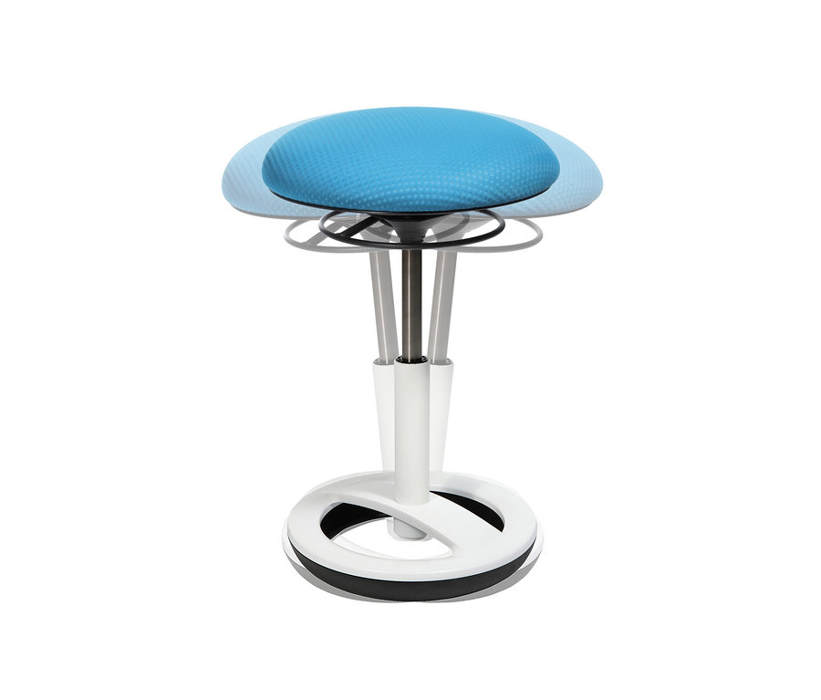 Blauer Topstar Hocker »Sitness Bob« vor weißem Hintergrund.