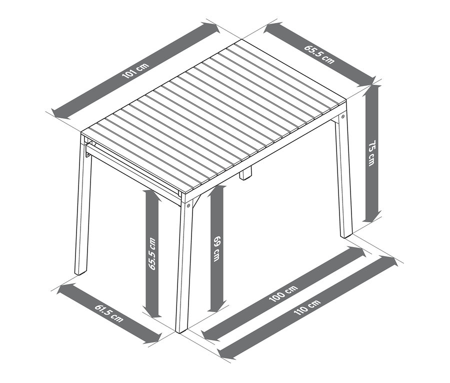 Abmessungen des Balkon-Sets mit Textilgeflecht.