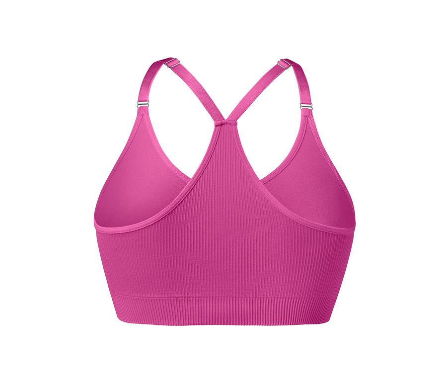 Detailansicht eines pinkfarbenen Seamless-Sport-Bustiers.