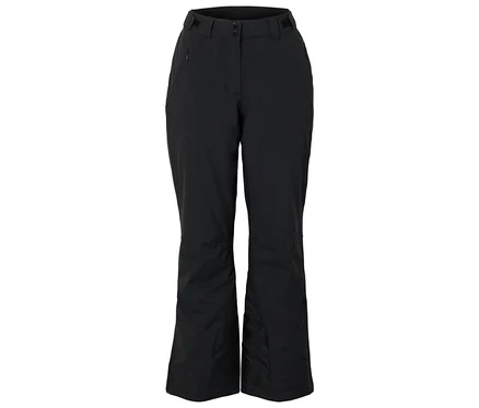 Schwarze Skihose auf weißem Hintergrund.