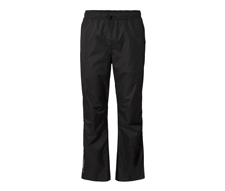 Schwarze High-Tech-Regenhose.