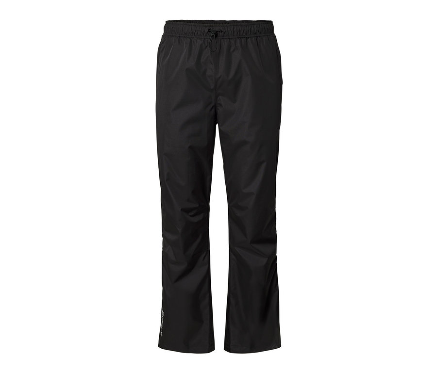 Schwarze High-Tech-Regenhose.