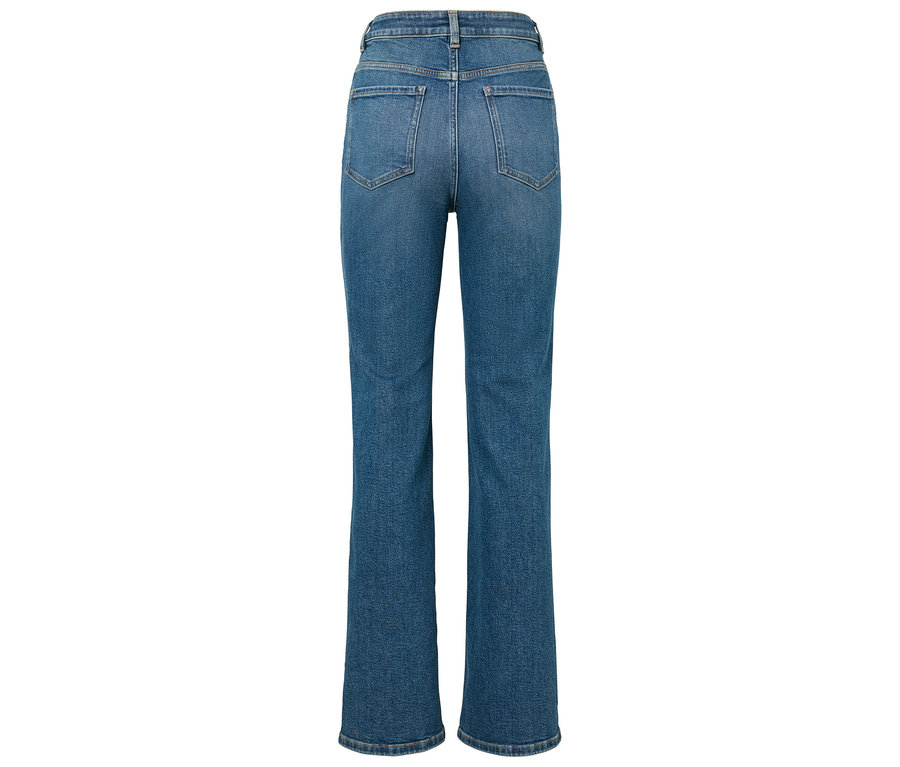 Rückansicht einer blauen Straight-Fit-Jeans.