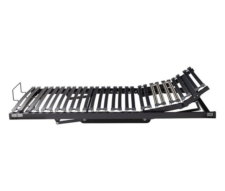 Schwarzer TEMPUR FORM™ Systemrahmen 2000, Motor, teilweise angehoben, mit Latten und Metallelementen.