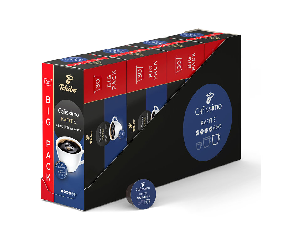 Abbildung einer Packung Cafissimo Kaffee kräftig - 120 Kapseln.