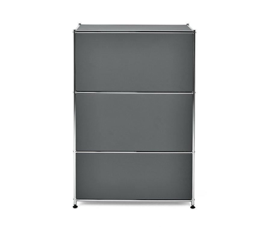 Grauer Sekretär Metall »CN3« mit drei Schubladen.