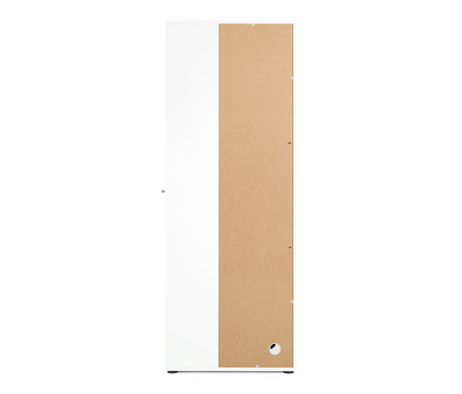 Weißer Universalschrank mit seitlichem Stauraum.