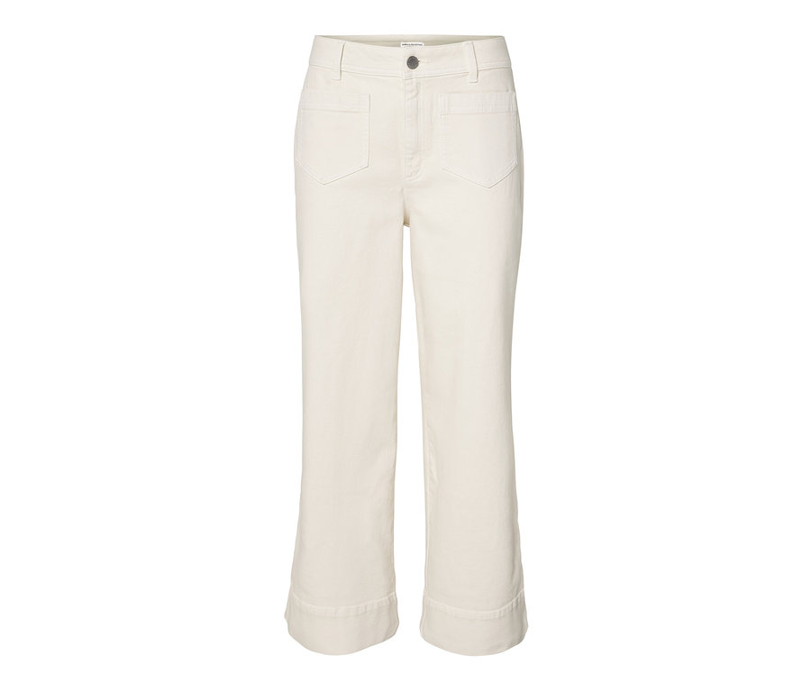 Cremefarbene Flared Jeans – Fit »Cara«.
