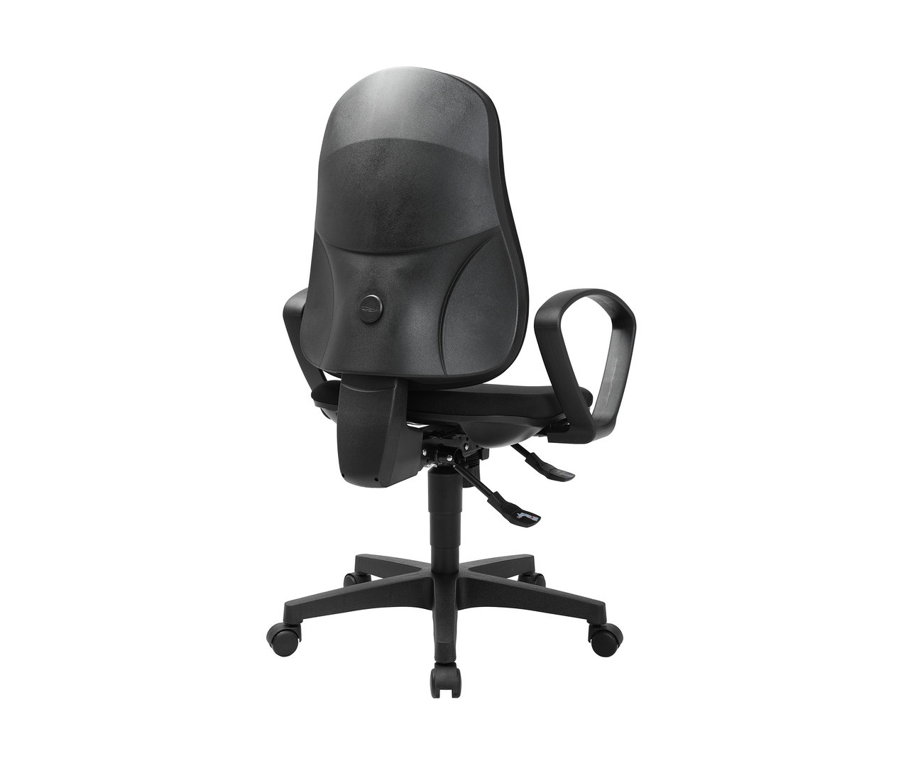 Rückansicht des schwarzen Topstar Stuhls »Support SY« mit Rollen.