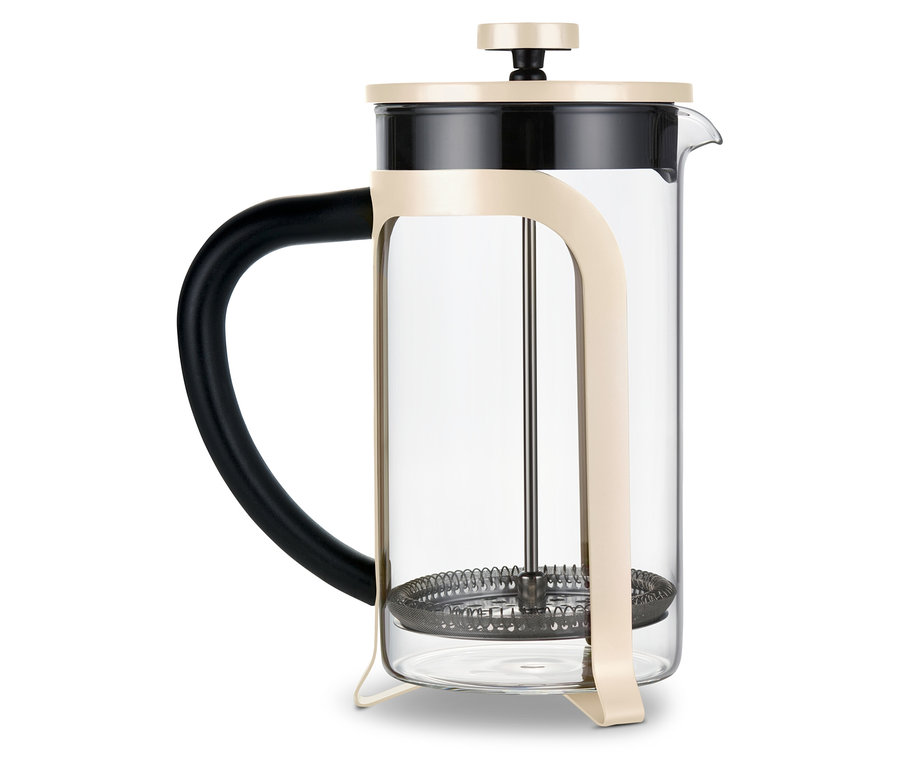 Siebstempelkanne 800 ml, 6 Tassen, in freundlichem Beige.
