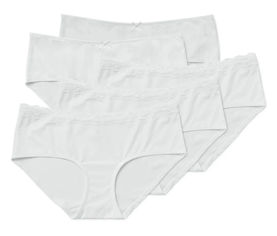 Fünf weiße Pantys.