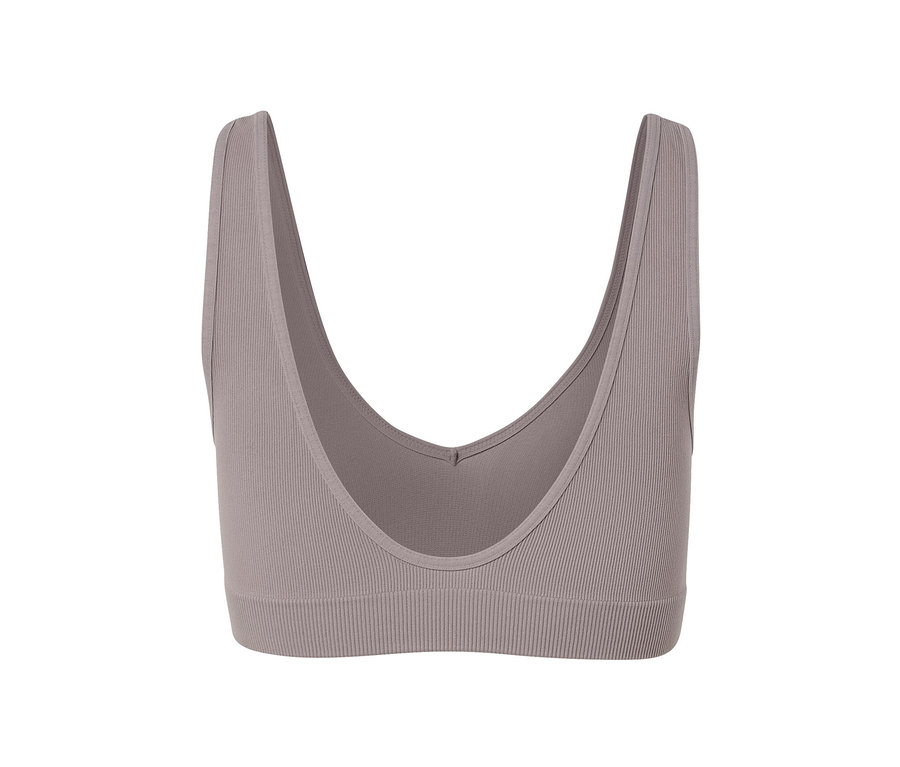 Detailansicht eines grauen Seamless-Bustiers.