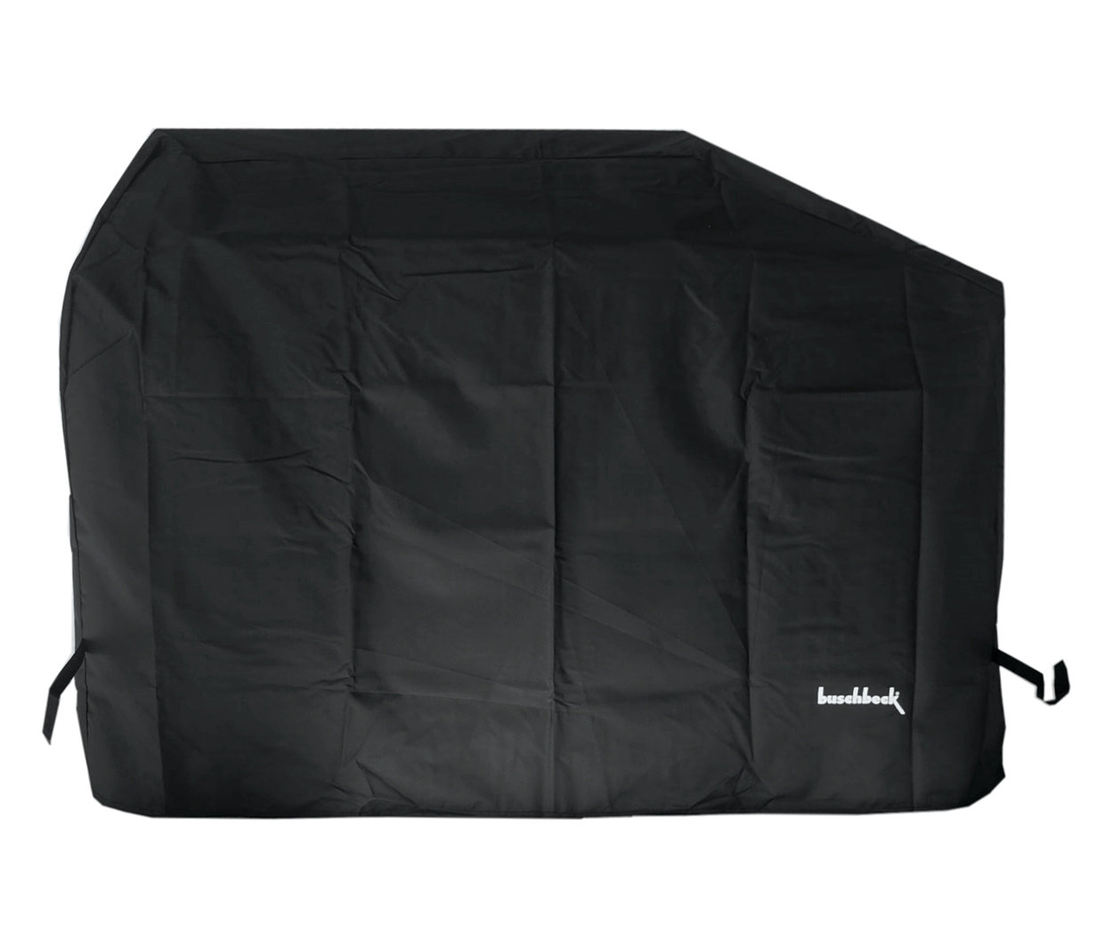 Die Buschbeck Outdoorküche »Chester« ist mit einer schwarzen Wetterschutzhülle abgedeckt.