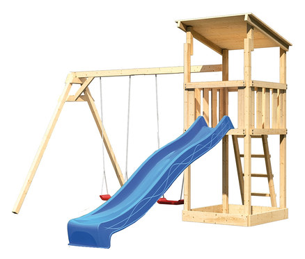 Karibu Spielturm »Anna« mit Rutsche und Doppelschaukel.