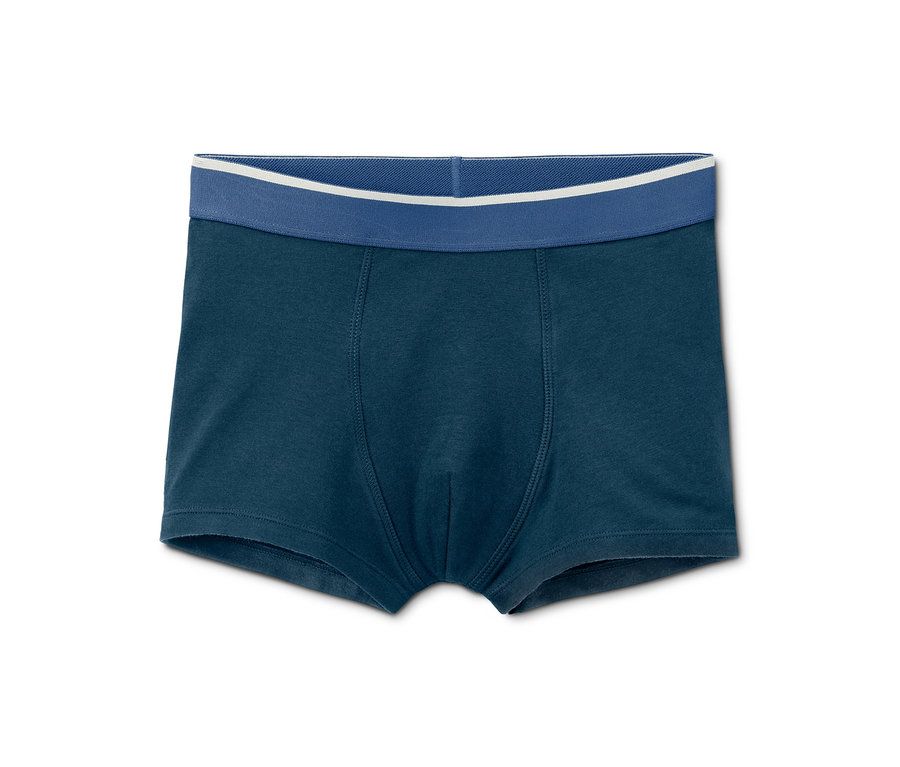 Blaue Jungen-Slipboxer aus Bio-Baumwolle, 7 Stück, mit blauem Bund.