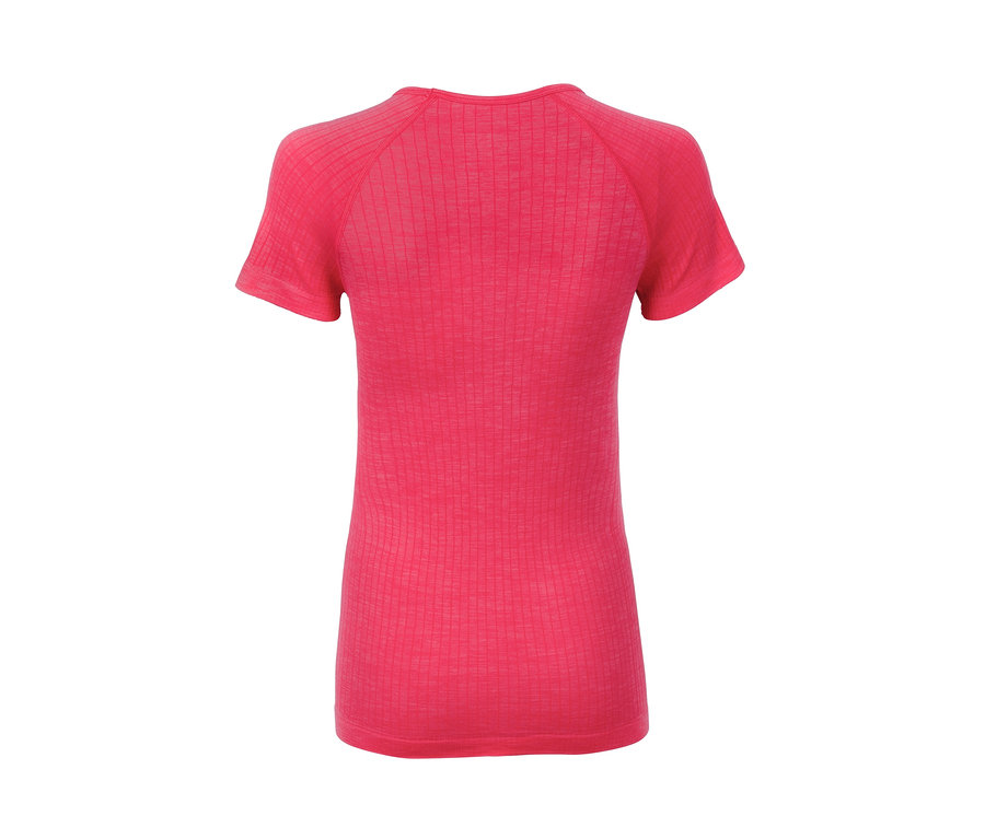 Rückenansicht eines rotmelierten Seamless-Funktionsshirts.