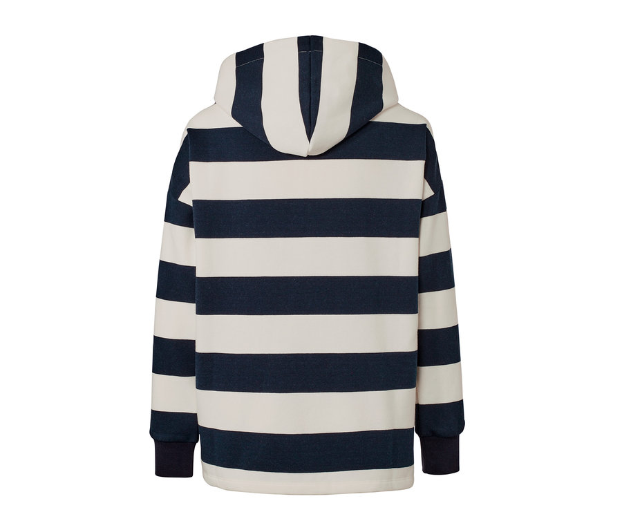 Gestreifter Hoodie von hinten.